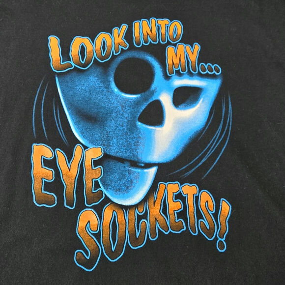Horror Look Into My Eye Sockets Bobmotized Black T-shirt size XXL Halloween - Picture 1 of 14